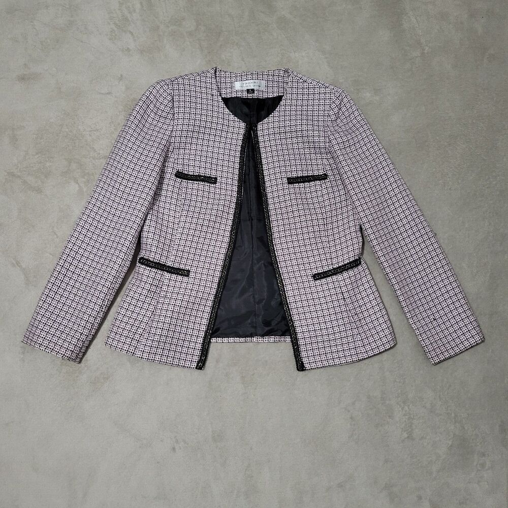 Tahari Womens Tweed Open Front Sz 6 Pink - Picture 3 of 10